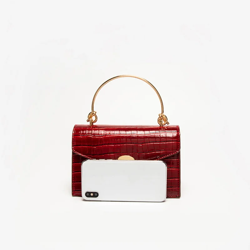 

Stone Pattern PU Leather Crossbody Bags For Women 2021 Mini Shoulder Bag With Metal Handle Lady Travel Handbags Messenger Bag