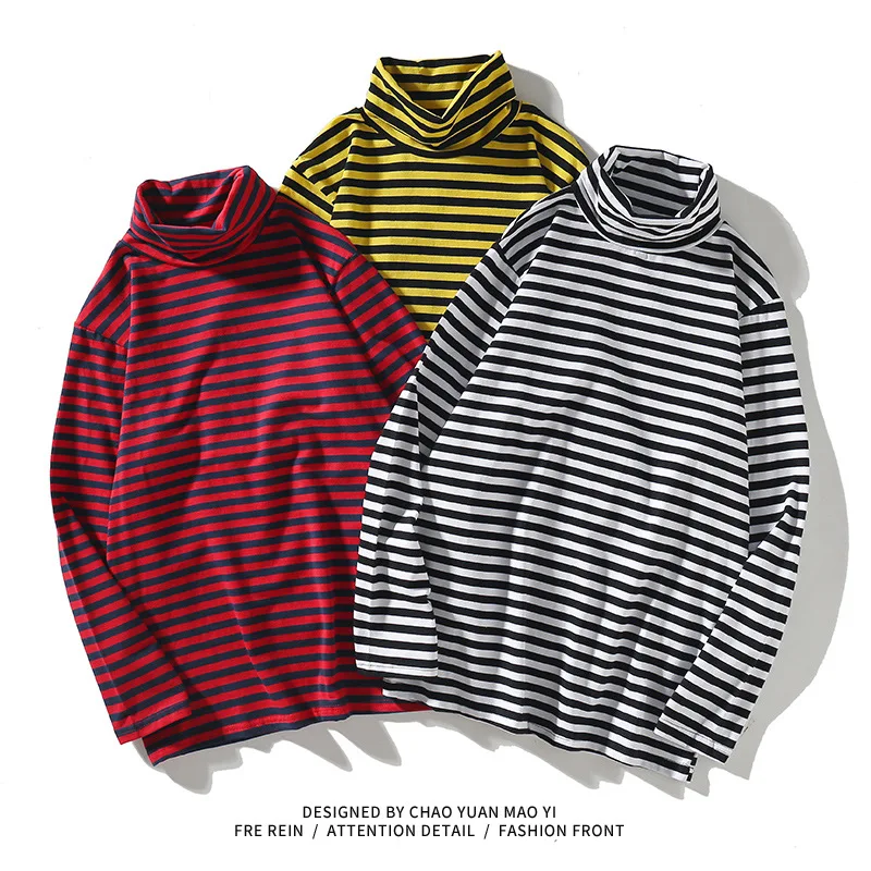 

Streetwear 2021 Autumn Spring Fashion Oversize Striped Tshirt Men's Long Sleeve Casual O Neck T-Shirt For Man TOP TEES