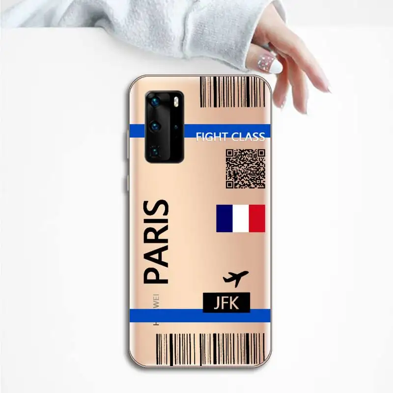 

Design a first class ticket Phone Case Transparent for huawei honor P 40 30 20 lite Pro 10 i 8 9 x p smart 2019