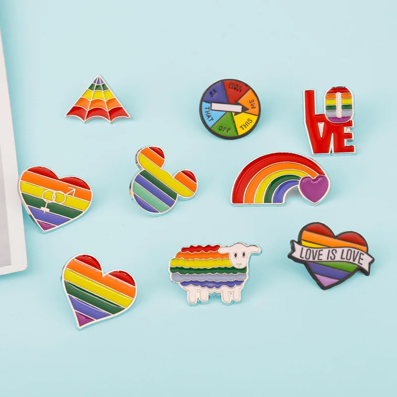 Радуга на булавке значок любящее сердце баннер брошь куртка одежда падение масла