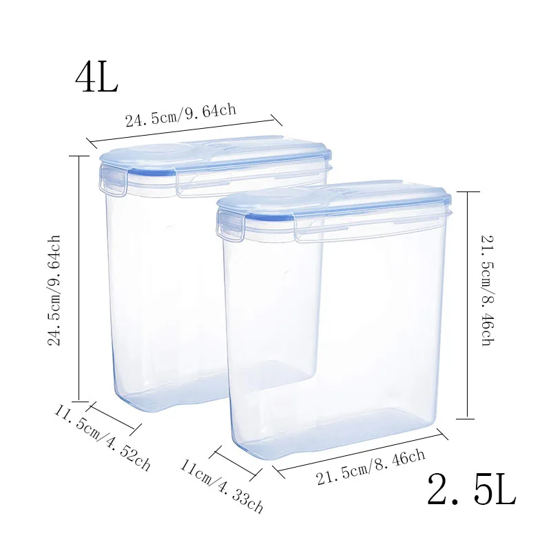 

1pcs Plastic Container Large Capacity Cereals Of Storage Jars Kitchen Food Storage Containers Cover With Hole Transparent Seal