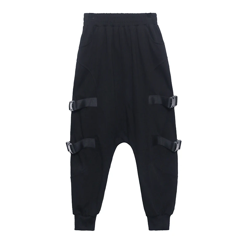 

XUXI Women, Casual, Trousers, Spring Autumn 2021, Loose, Tied Feet, Thin, Black, Pants, High Street, Trendy, Harem Pants, E320