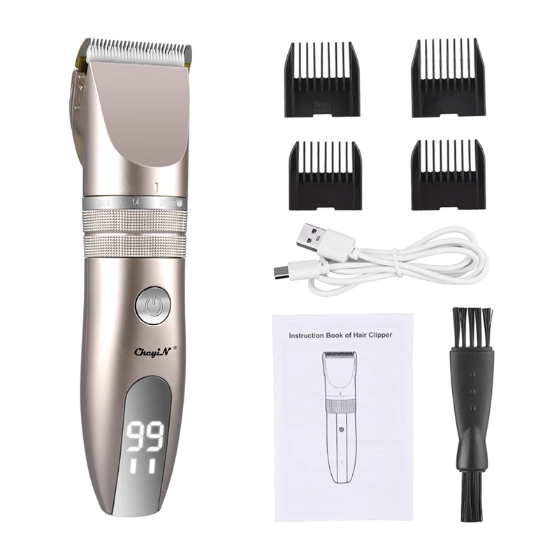 CkeyiN Barbe Electric Haircut 2 Speeds Adjustable Hair Trimmer Led Display Rechargeable Hair Cut Machinehair Cutting Clipper