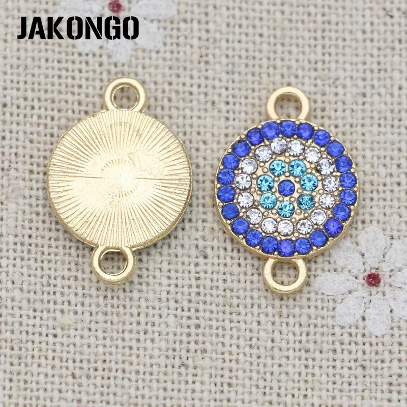 

10pcs Gold Color Blue Crystal Bohemian Round Connectors For Making Bracelet Jewelry Findings DIY Accessories 20*14mm