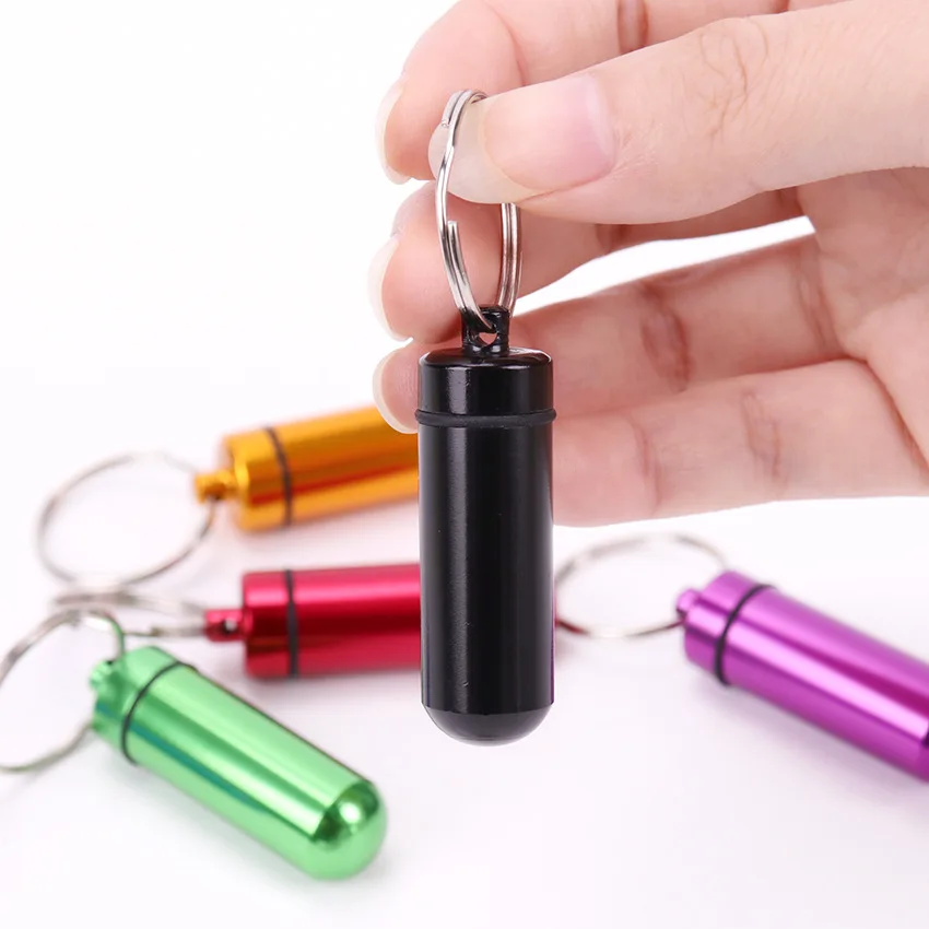 

1 Pcs Outdoor Survival Pocket Aluminum Alloy Mini Waterproof Pill Box Medicine Bottle Keychain Medicine Portable Outdoor Tool