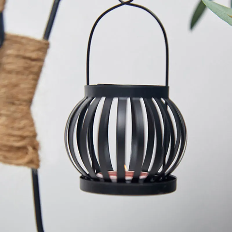 

Iron Candle Holder With Weaved Hemp Rope Matte Black Candlestick Simple Elegant Table Decorations Dining Room Home Decor Candle