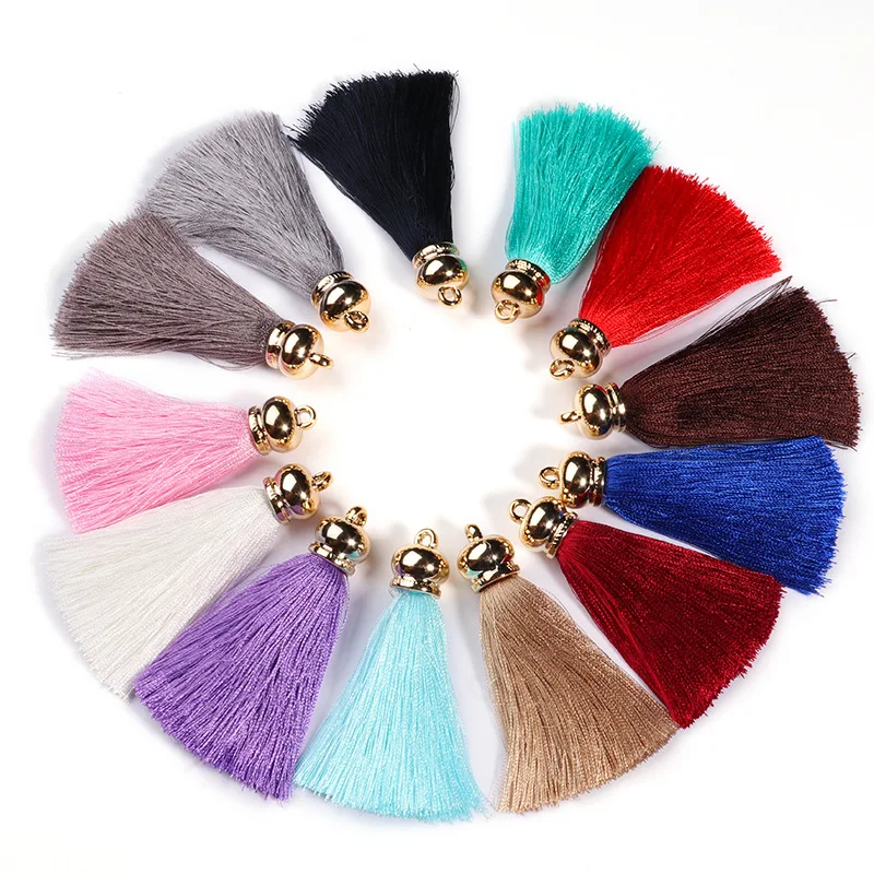 5 шт./упак. 7 см золотой полусферический колпачок кисточкой Сатиновые кисточки