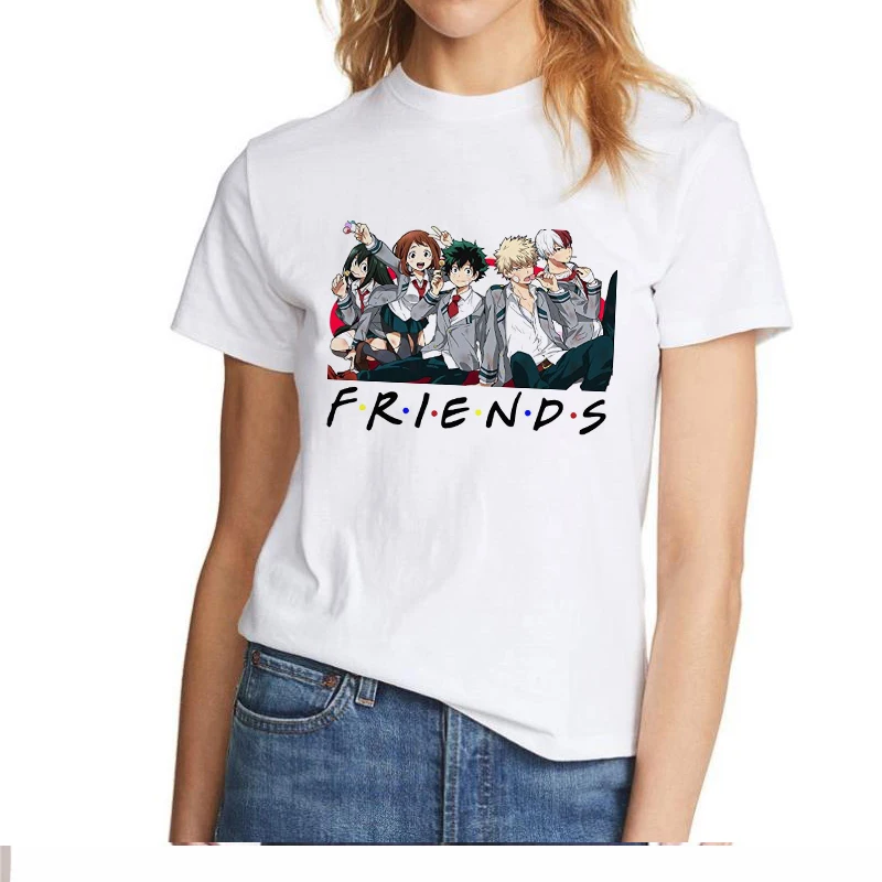 

Короткая футболка с героями из японского аниме «Мой герой футболка для мужчин и женщин забавный графический принт с надписью ТВ шоу Friends (др...