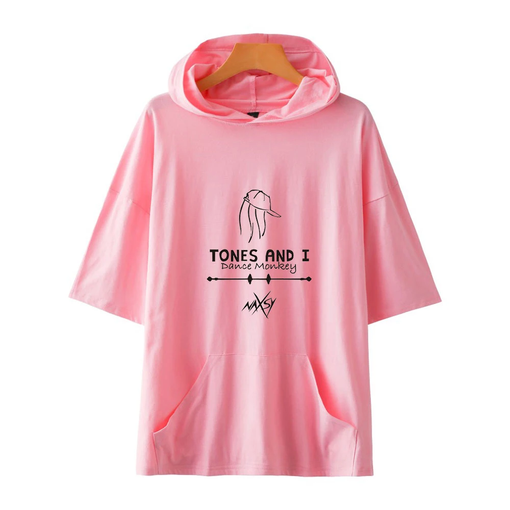 

TONES AND I Singer Women Hooded T-shirt Solid Color Tshirts Summer Short Sleeve Hoodies T Shirt Casual Harajuku Uniesx Tops