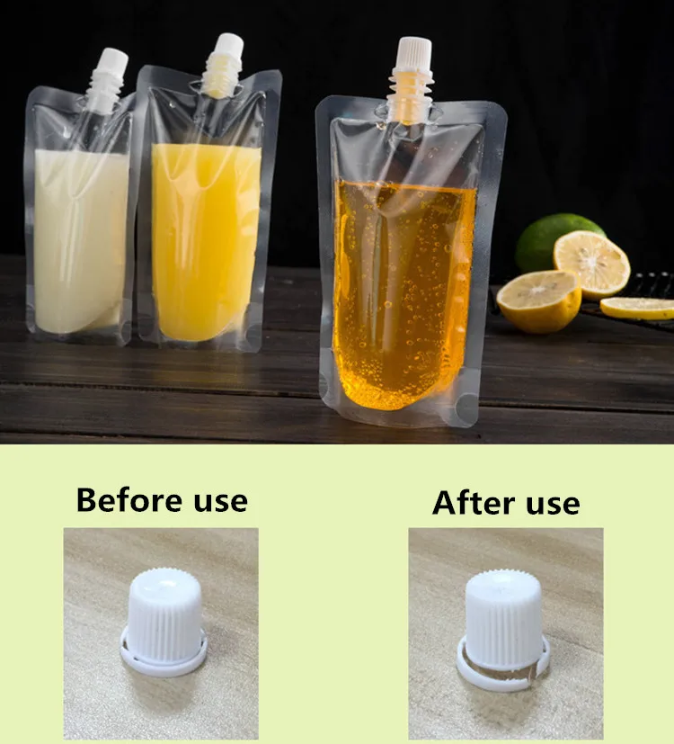 

50 шт. 200 мл стоьте вверх Пластик упаковочный пакет для напитков с Spout для сока напитка молока Свадебная вечеринка пакеты для напитков