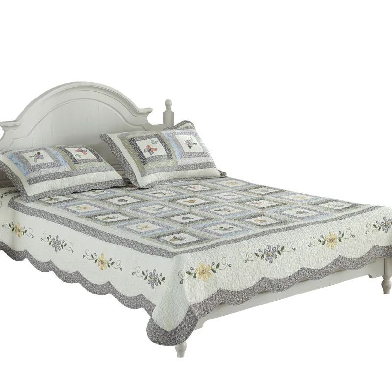 

100% Cotton Geometric Quilted Bedspread Summer Air Conditioning Quilt Throw Blanket Pillowcase Coverlet Home Textile 3pcs Sets