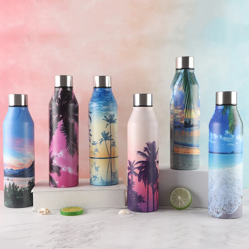 

Спортивный термос из нержавеющей стали, 500 мл, термос с двойными стенками, модная дорожная Изолированная чашка