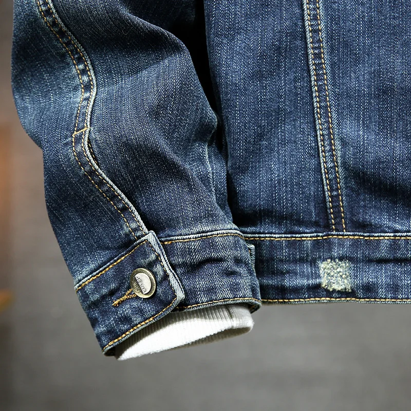 Мужская винтажная джинсовая куртка весна осень 2020 эластичная тонкая хлопковая