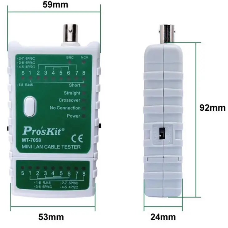 Mini Pro'sKit MT-7058 Multifunctional BNC Cable Network Tester Wireless Wire Voltage Detecto Cable Tracker Checker