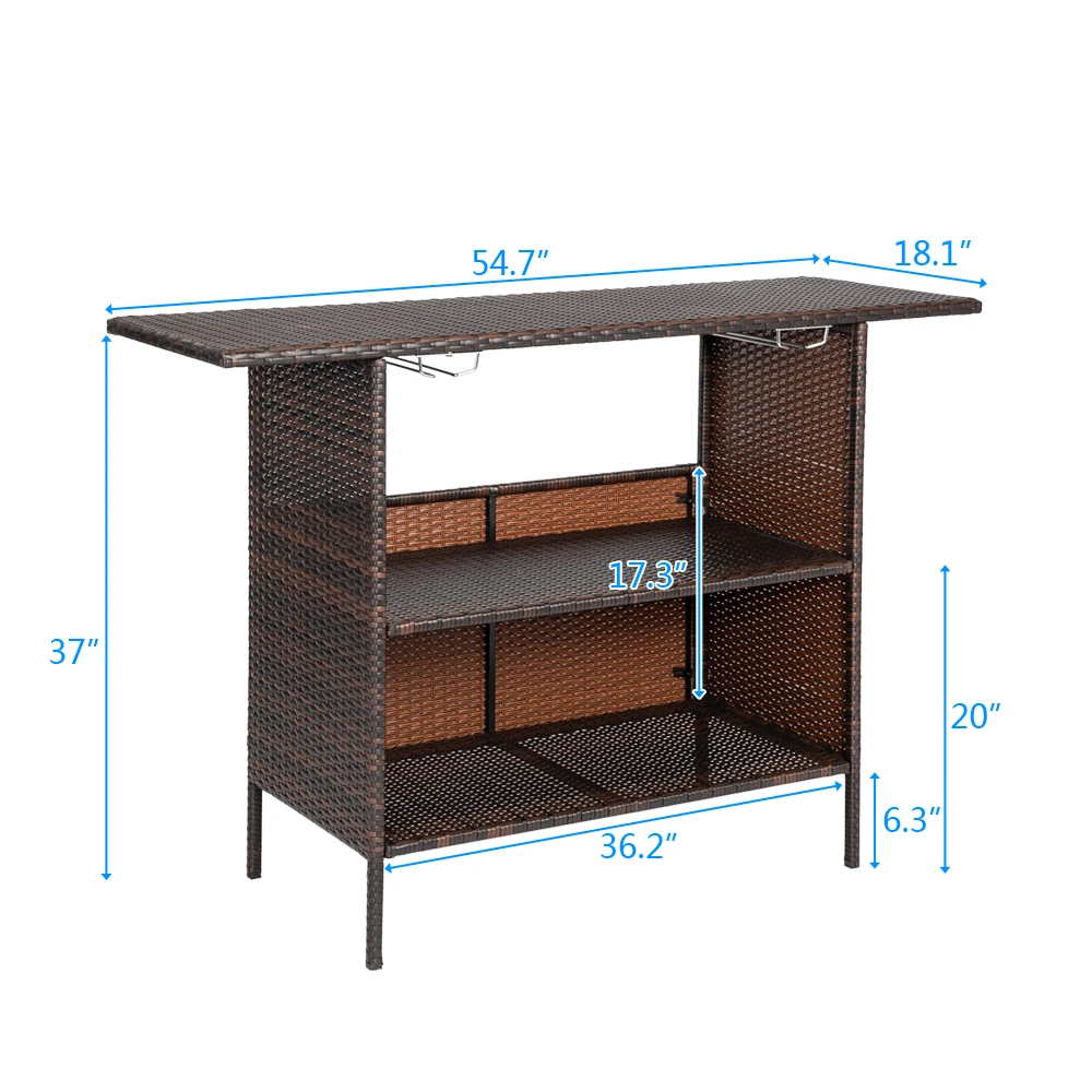 Mesa de Bar moderna, elegante y hermosa, color marr&oacute;n degradado, stock listo en EE. UU.-4