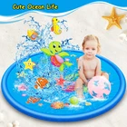 Разбрызгиватель для детей, игровой коврик 68 дюймов, уличные игрушки для воды, бассейн для распыления для мальчиков и девочек, собак, бассейн для игр с питомцами