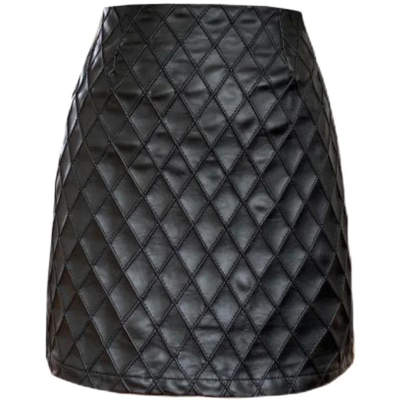 Юбка из искусственной кожи женские 2020 новый большой Размеры черная юбка с