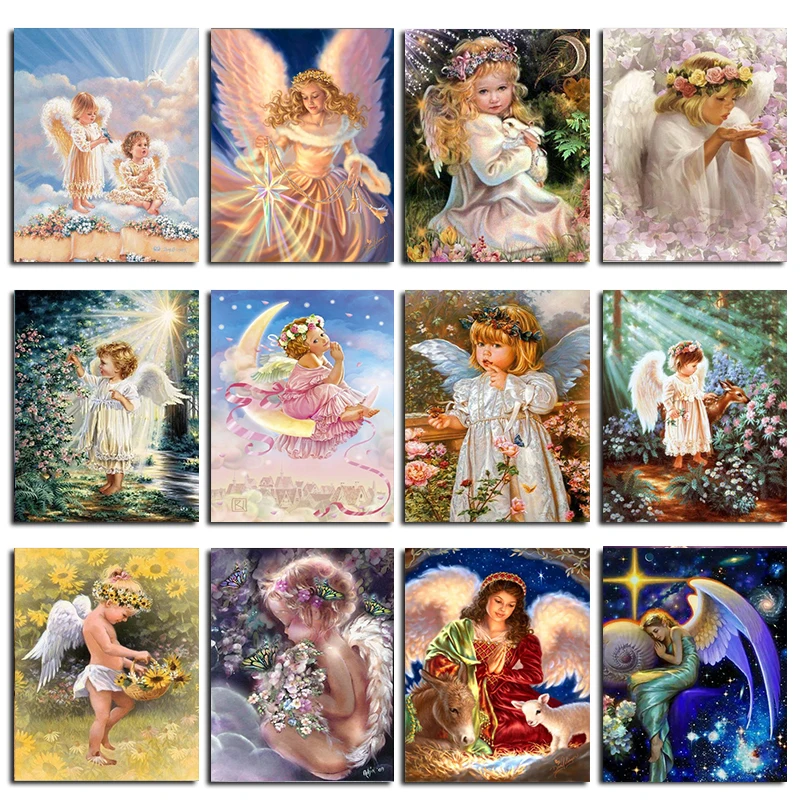 

Round Diamond Painting Angel Diamond Cross Stitch Crystal Square Diamond Sets Unfinish Decorative Diamond Embroidery Angel 8Ts02