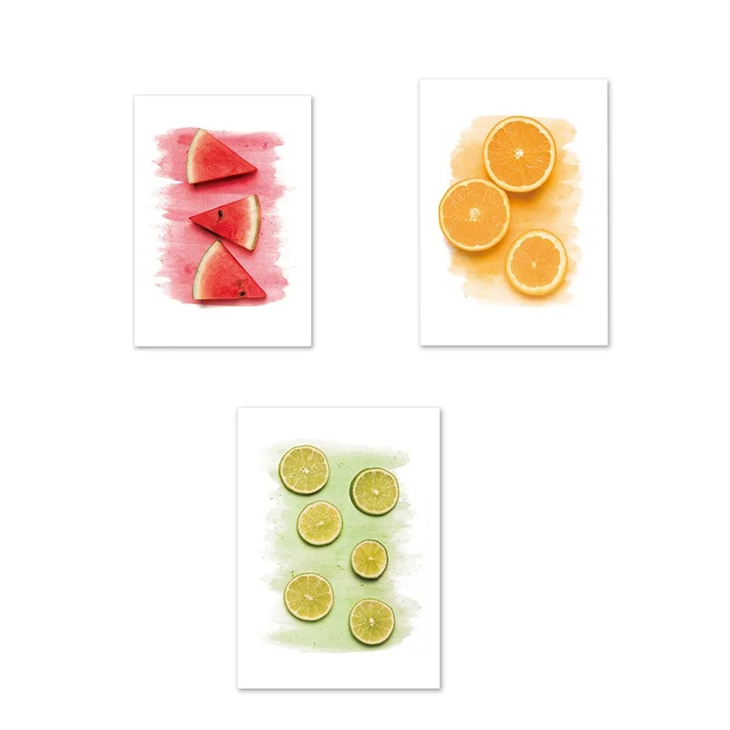

Fruit Kitchen Poster Decorative Painting Orange Watermelon Lemon Printed Pictures Dining Room Kitchen Canvas Painting Home Decor