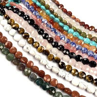 natural stone beaded agates oblate shape beads loose spacer beads for jewelry making diy bracelet necklace accessories 8x8mm