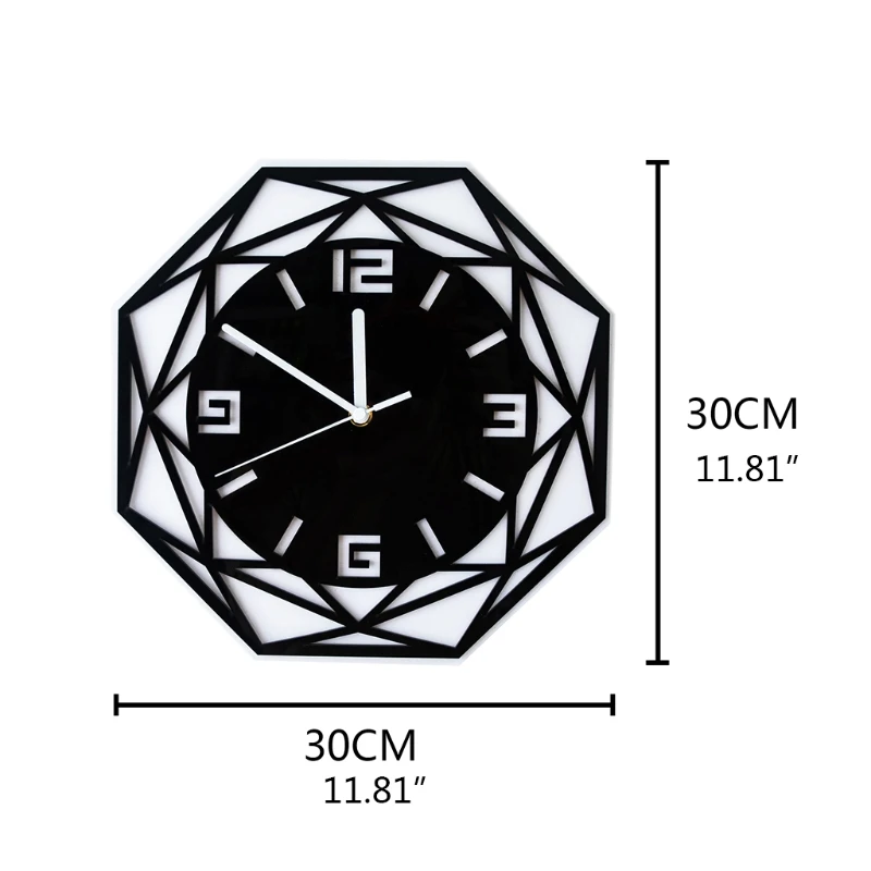 

Acrylic Mirror Geometry Wall Clock Living Room Bedroom Clocks Home Office School Decoration