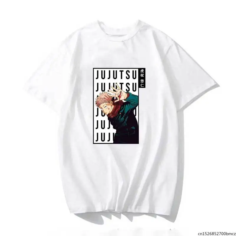 

Jujutsu Kaisen Yuuji Itadori Cartoon T Shirt Women Kawaii Tops Karate Graphic Tees Harajuku Shirt