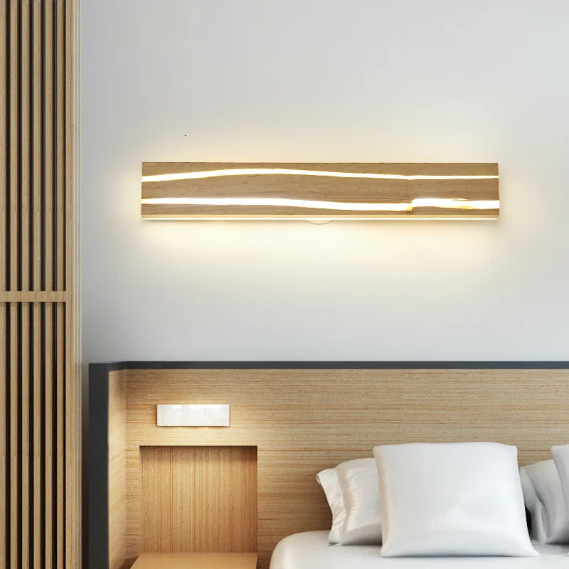 Современный деревянный настенный светильник простой зеркальный для спальни