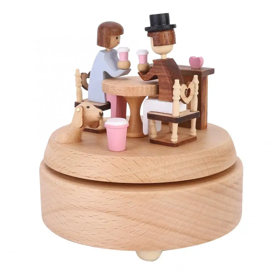 Cikonielf Modern Distinctive Shape Wooden Music Box Rotating Musical for Wedding Home Office Decoration Gift | Дом и сад