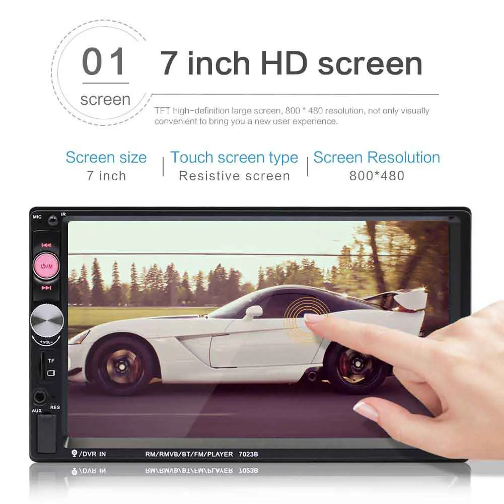 7 дюймовый HD портативный двойной 2 автомобильный стерео аудио Bluetooth Сенсорный MP5