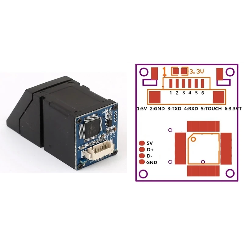 

K202+R307 DC12V Low Power Consumption Fingerprint Control Board + R307 Fingerprint Module