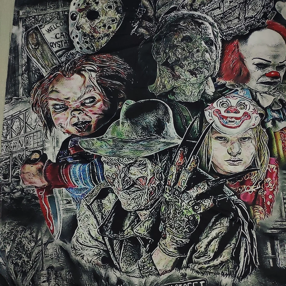 

Lingxia-Devil clown skull print tapestry is soft and easy to care for wall decoration hanging cloth