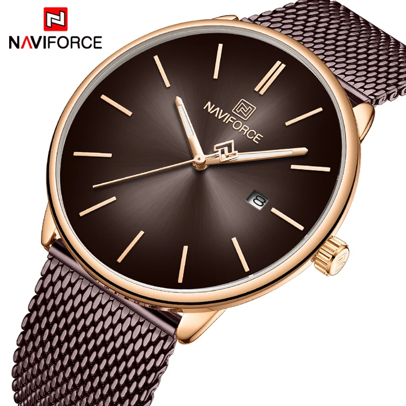 Часы наручные NAVIFORCE Мужские кварцевые роскошные брендовые модные с большим