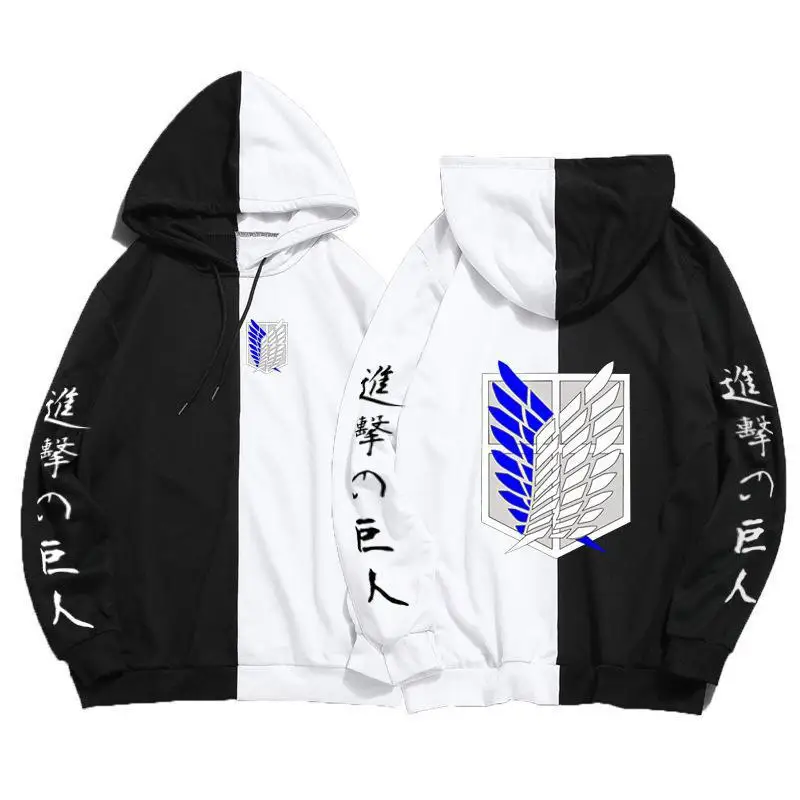 

New Japan Anime Attack on Titan Print Hoodie Pullover Streetwear Cosplay Sweatshirt Harajuku Hip Hop Double Color Thin Clothes