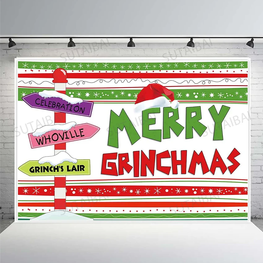 

Merry Christmas Backdrop Winter Signpost Snowflake Photography Background Family Holiday Newborn Birthday Party Decor Banner