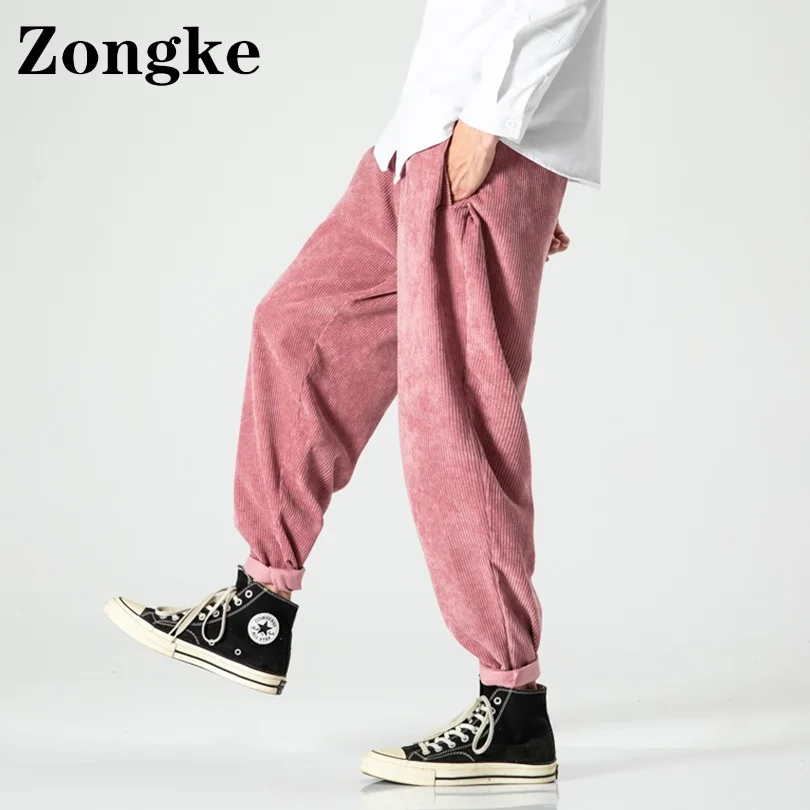 

Zongke Pink Corduroy Pants Men Clothing Joggers Men Pants Trousers Japanese Fashion Grey Sweatpants 5XL 2022 New Arrivals