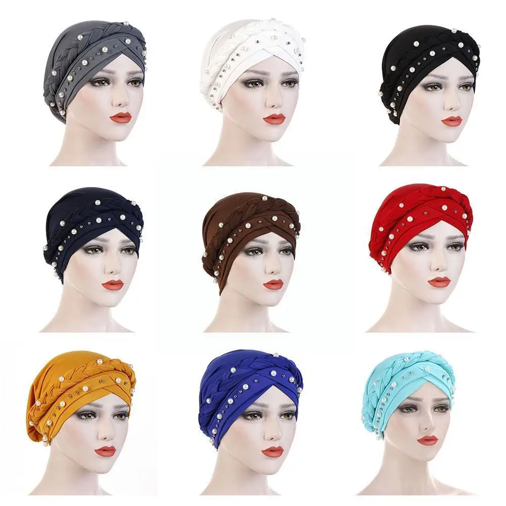 

New Hot Style Milk Silk White Pearl Pullover Cap Monochrome Woven Moon Muslim Cap Pearl Cap Hat White Pullover Cap D7I9