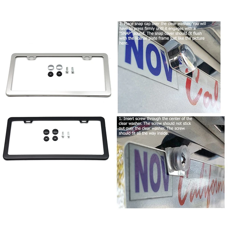 AOZBZ Stainless Steel License Plate Frame Tag Cover Holder For Auto Truck Vehicles Decorative Only for American Canada Car | Автомобили и