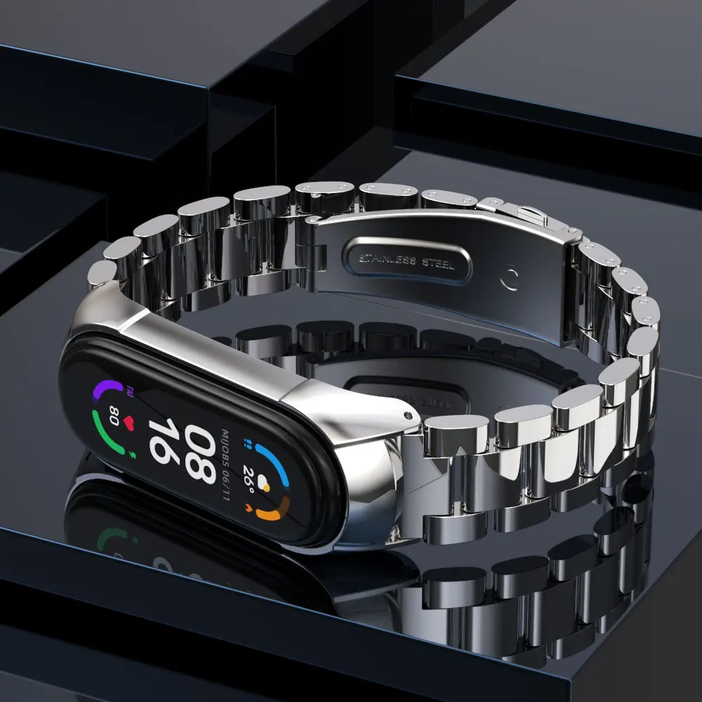 Браслет из нержавеющей стали для Xiaomi Mi Band 7 6 5 4 3 наручный браслет с NFC | Электроника