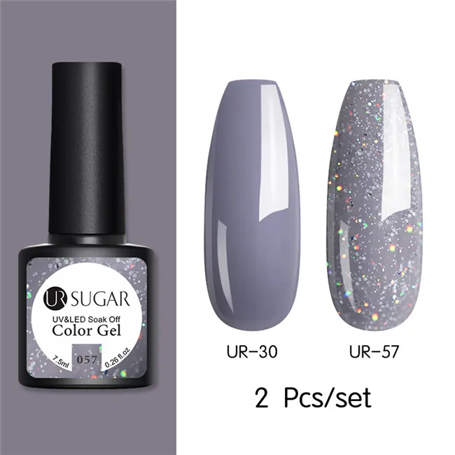 New 2pcs 10 Ur Sugar 2/4 шт. Розовый Блестящий Гель-лак для ногтей замочить от УФ-светодиодный длительный гель лак для ногтей Лаки маникюрный лак набор украшений - Цвет: New 2pcs 10