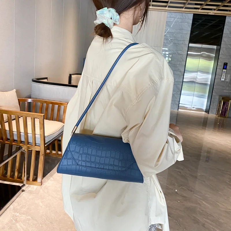 

Shoulder Bag PU Leather Women's 2021 Baguette Handbag Solid Luxury Women Designer Trend Shopper Evening Clutch Tote Black Bag