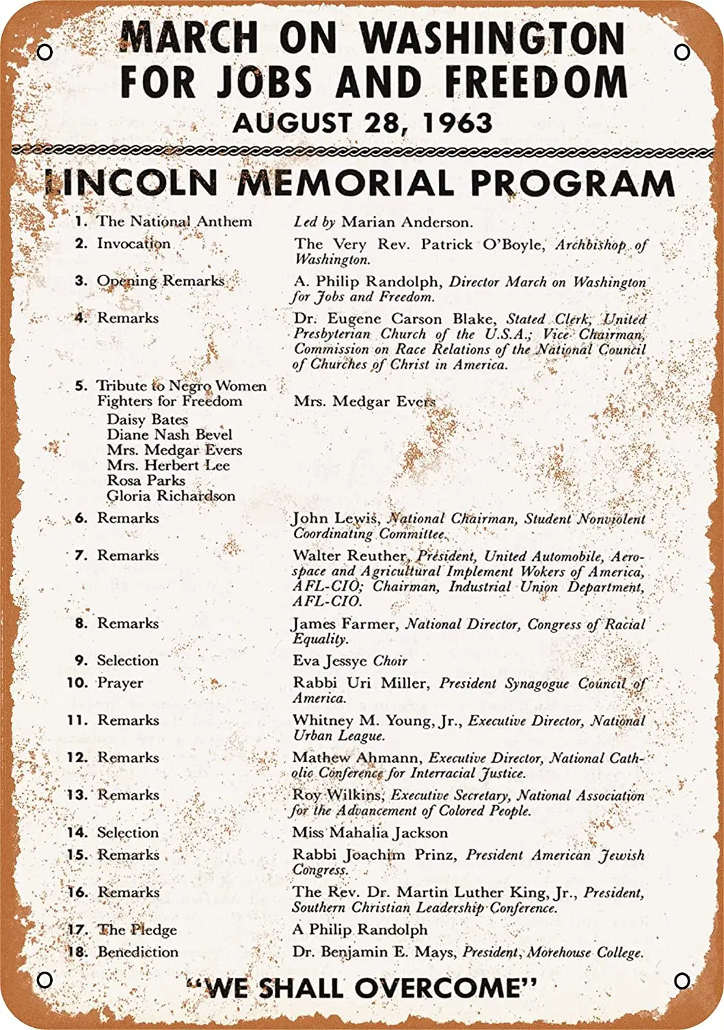 

8*12 металлический знак 1963 MLK March on Washington Vintage Look