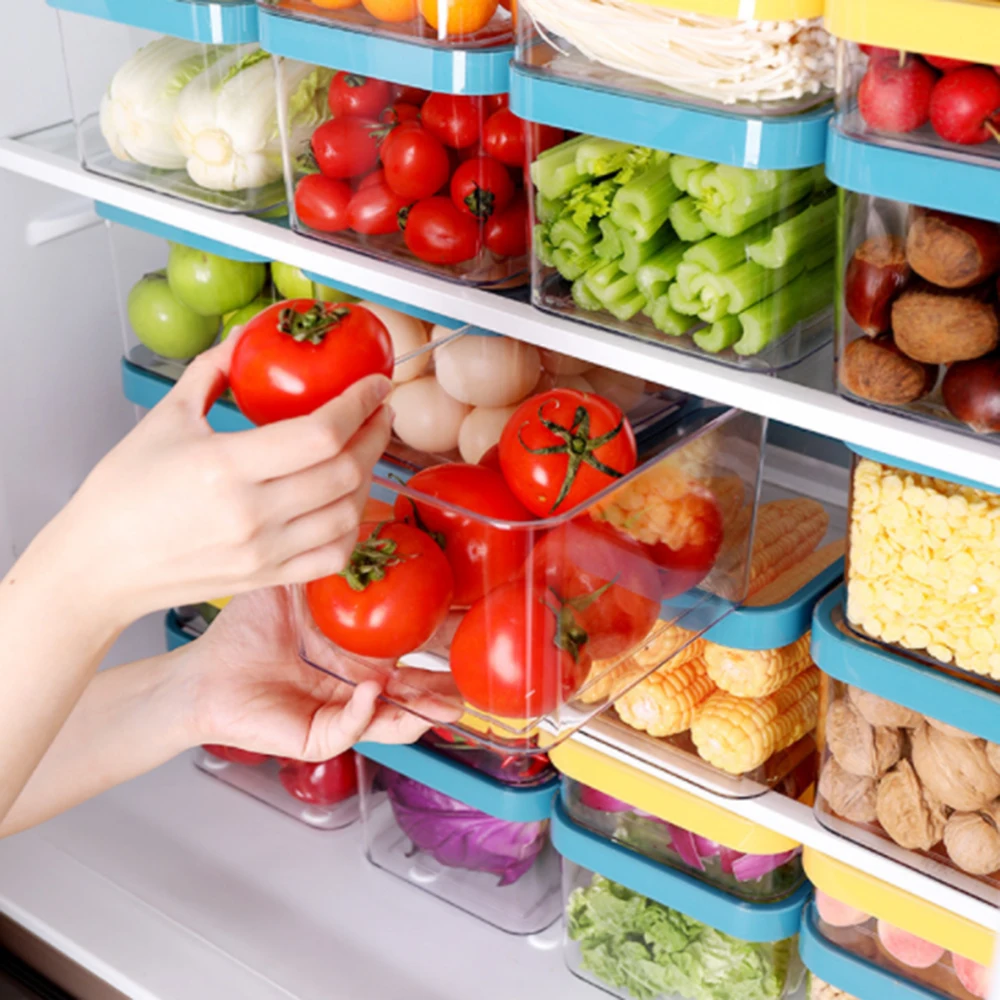 

Refrigerator Food Storage Containers with Lids Kitchen Storage Seal Tank Plastic Separate Vegetable Fruit Fresh Box