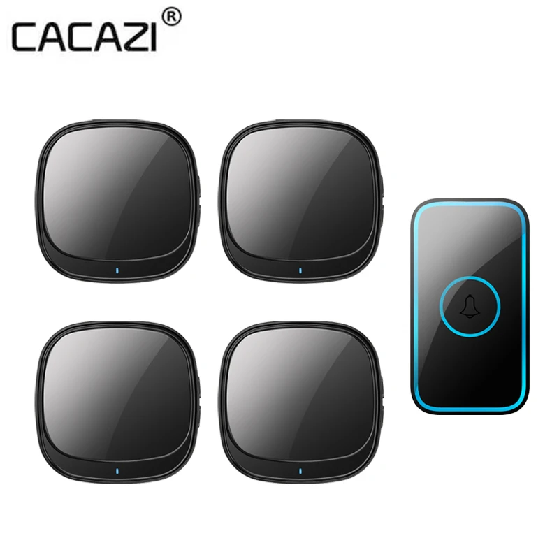 

CACAZI USB Wireless Doorbell Waterproof 110db 60 Chimes 300M Range Intelligent Door Bell 1 2 Button 3 4 5 Receiver 2021 Newest