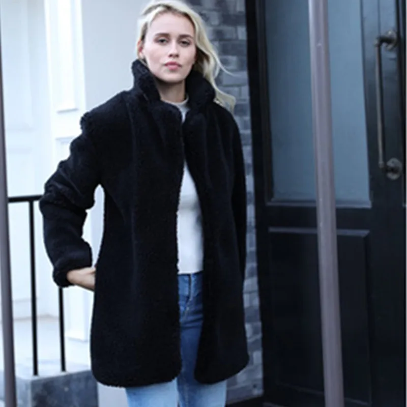 Зимнее новое пальто из искусственного меха для девушек большой размер свободное