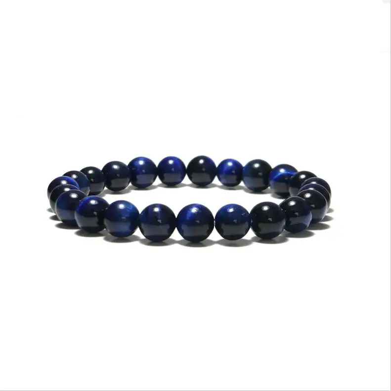 Dark Blue Minimalist Handmade Natural Stone Beads Bracelet Luxury Tiger Eye Buddha Braclet For Women Men Yoga Prayer Mala Jewelry Homme - Metal Color: Dark Blue