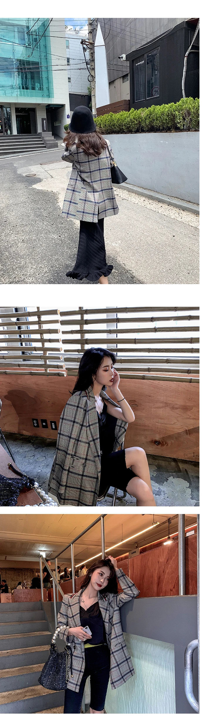 Women Winter Autumn Plaid Suit Jacket Female Coat Fashion Clothing Slim Blazer