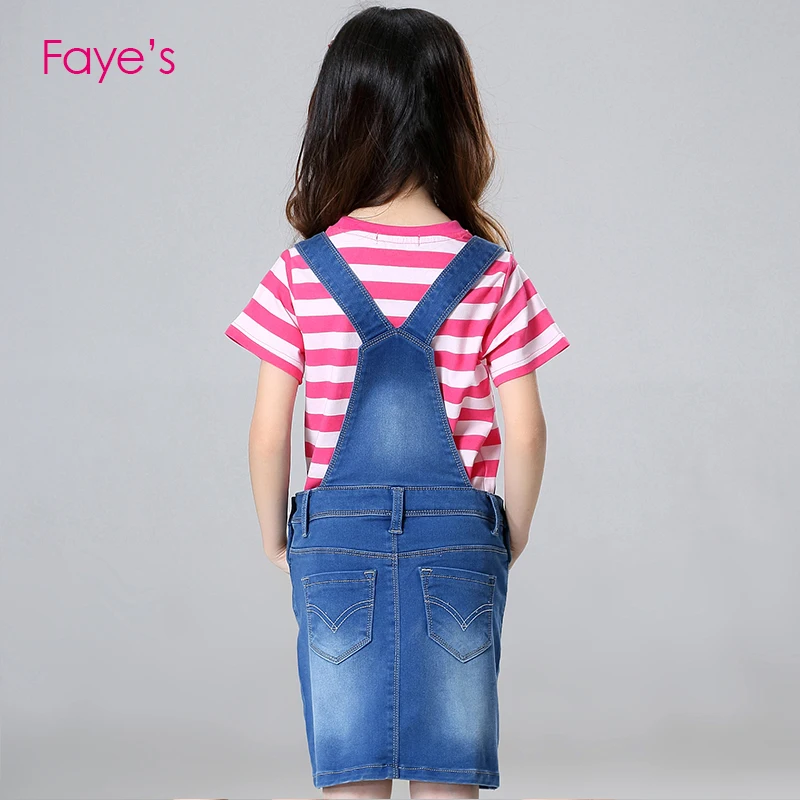 Baby Girl Dresses 4-12Y Clothes Overalls Denim Pinafore Dungarees Dress Summer for Girls Kids | Детская одежда и обувь