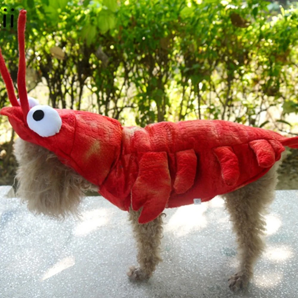 Halloween Winter Dog Clothes Lobster Shape Costume For Pet Dogs Red Puppy Jacket Coat Hoodie Dress Up Clothing | Дом и сад