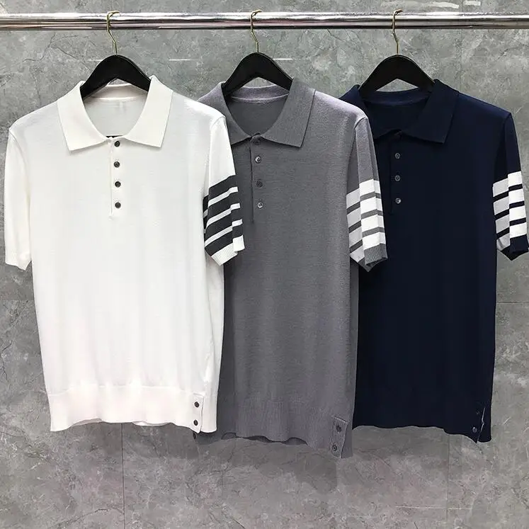 

2021 Fashion Brand Polo Shirts Men Casual Slim Fit Cotton Polo Summer Short Sleeve Striped Breathable Polo Clothing