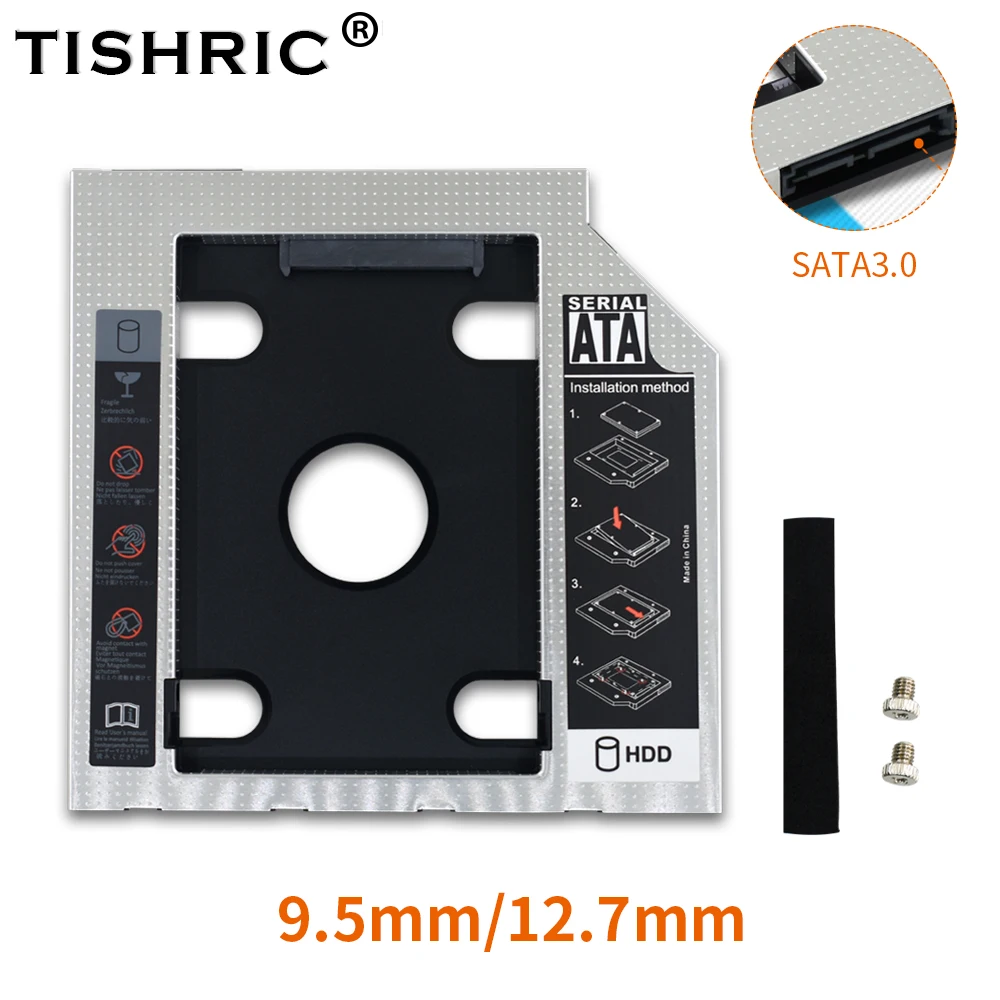 TISHRIC 2nd Hdd Caddy SATA SSD 3,0 2,5 корпус жесткого диска адаптер 9,5 мм 12,7 мм Caddy чехол для ноутбука CD-ROM DVD-ROM оптического устройства - изображение